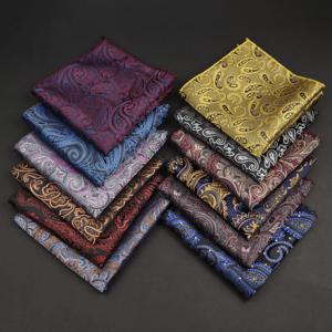 남성용 솔리드 컬러 손수건 스카프 빈티지 페이즐리 남성 정장 포켓 스퀘어 웨딩 드레스 가슴 수건 정장 액세서리 선물