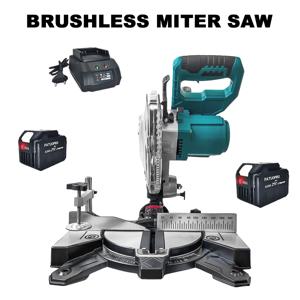 파투오프로 10인치 브러시리스 마이터쏘 무선 전기톱 휴대용 목재 금속 파이프 절단 전동공구 (마키타 18V 배터리용)