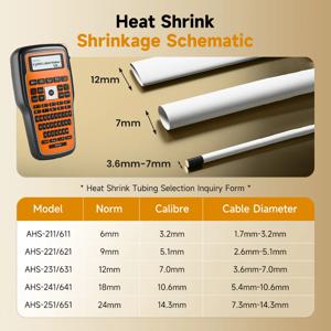 E1000 PRO 휴대용 열수축 튜브 라벨 프린터 산업용 라벨 프린터 호환 브라더 HSE-231 HSE-631 케이블 마킹용