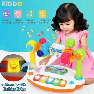 아기 장난감 회전 음악 피아노 조명 소리 1 2 3세 교육용 장난감 동물 소리 키보드 어린이 크리스마스 놀이
