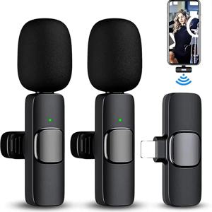 휴대용 무선 라 발리에 마이크 오디오 비디오 녹화 iPhone 용 미니 마이크 안드로이드 라이브 방송 게임 전화 수신
