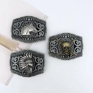 인디언 헤드 아연 합금 벨트 버클 해적 다용도 남성용 속이 빈 디자인 인기 트렌디 액세서리 버클 헤드