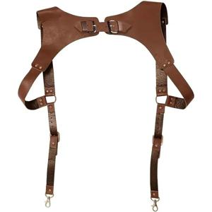 신상 남성용 숄더 스트랩 스팀펑크 가죽 서스펜더 남성용 빈티지 백 서포트 하네스 메탈 훅 조절 가능