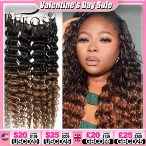 딥 웨이브 크로셰 인모 붙임머리 옴브레 브라운 # 1B/30 크로셰 인모 번들, 여성용 스트링 컬러 브라질리언