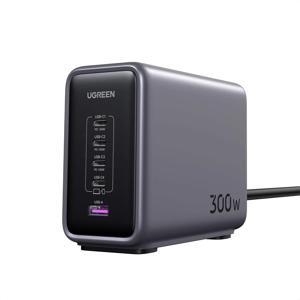 UGREEN 300W USB C 충전기, 5포트 충전 스테이션 USB C 충전 블록 GaN 고속 충전기