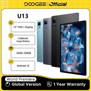 글로벌 버전 DOOGEE U13 태블릿 PC 안드로이드 16 제미니 AI 13인치 FHD+ 화면 32GB RAM 256GB 11000mAh 대용량 배터리 스마트 패드