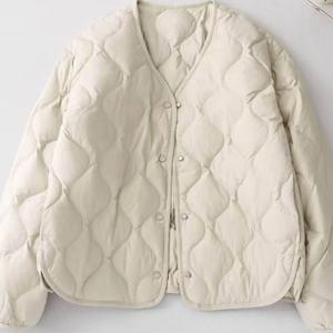 경량 패딩 코튼 재킷 여성용 패셔너블한 두꺼운 따뜻한 칼라 없는 코튼 아우터 레이어링 스타일 한국어 버전