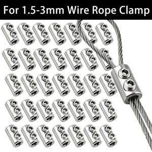 1.5/2/3mm 강철 와이어 로프 클램프 스테인리스 스틸 케이블 금속 구리 클립 슬링 도구 조절 가능한 나사 고정 액세서리