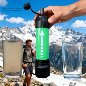 사이클링 휴대용 비상용 정수기 - 빠른 정화, 전력 필요 없음, 컴팩트, 자전거 타기/야외 비상용 물 필수품