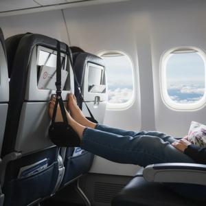 휴대용 조절식 다리 해먹, 편안한 발 지지대 포함, 비행기, 사무실, 자동차 여행 및 야외 가구용