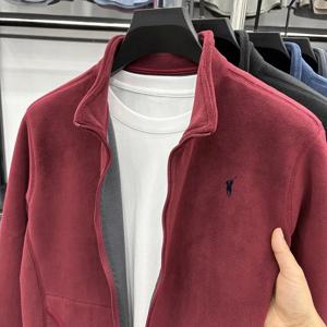 프리미엄 브랜드 카디건 맨투맨 남성 2025 신상 디자이너 패션 폴 자수 스웨터 외투 가을 순색 심플 보온 두께 캐주얼 재킷