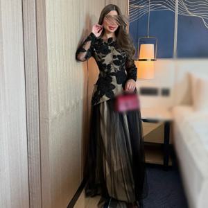 맞춤형 아플리케 O-넥 기질 A라인 롱 드레스 맞춤형 행사 정장 이브닝 투피스 드레스 우아한 파티 웨딩