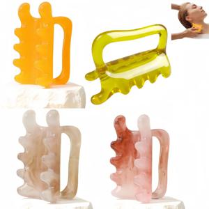 1개입 더블 푸시 레진 마사지 빗 등 허리 괄사 기구 어깨 목 괄사 스틱 경락 마사지 도구