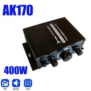 AK170 미니 디지털 파워 오디오 카 앰프 블루 라이트 스테레오 오디오 앰프 홈 시어터 클럽 파티 음악용 200Wx2 파워