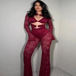 Nibber는 점프 수트를 통해 볼 여성 금속 반지 패치 워크 빈 디자인 섹시한 풀 슬리브 한밤중 클럽 파티 와일드 스타일 작업복