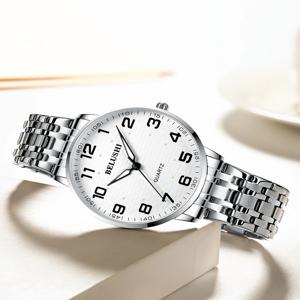 BELUSHI 노인용 시계 대담하고 큰 숫자 방수 남녀용 쿼츠 손목시계 커플 시계