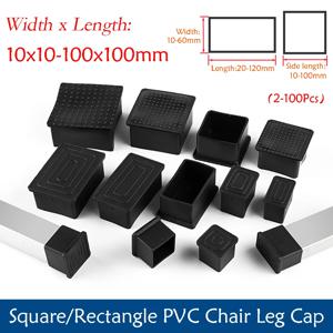사각형/직사각형 검정 의자 다리 캡 PVC 테이블 다리 가구 튜브 엔드 커버 팁 미끄럼 방지 바닥 보호 패드 파이프 플러그