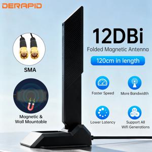 트리플 밴드 WiFi 6E 안테나 RP-SMA 마그네틱 베이스 AX210 AX200 PCI-E PC 외부 안테나 부스터 2.4G 5G 6GHz 1.2미터