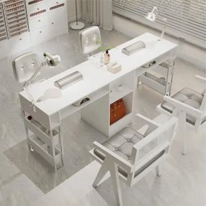 화이트 프리미엄 네일 테이블 뷰티 전문가용 모던 다기능 네일 데스크 서랍 디자인 네일 가구
