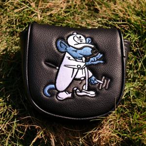 고급 골프 퍼터 커버, 귀여운 만화 자수 패턴, 청소가 쉬운 PU 소재, 자석 잠금.