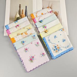 얇은 느낌의 11.6인치/29.5cm 면 크레센타 여성용 프린트 손수건 레트로 12개