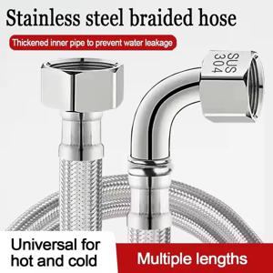 새로운 30/40/60/100/150/200cm 90 °   벤드 화장실 인렛 파이프 304 스테인리스 스틸 직조 튜브 금속 냉온수 방폭 호스