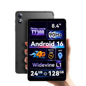 BNCF-Bpad T1 안드로이드 16 태블릿, Unisoc T7300, 24(8 + 16)GB + 128GB, 8.4인치 탭 FHD IPS 스크린, 90Hz, L1, 4G LTE, Wi-Fi 5, BT5.4