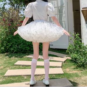 여성용 멀티 레이어 러플 페티코트, 풍성한 버블 스커트, 크리놀린 언더스커트, 노후프, 본리스, 로리타 퍼피 스커트, 미니 스커트