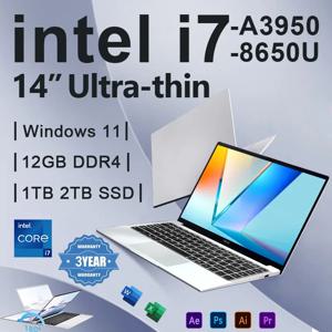2026 오피스 노트북 윈도우 11 프로 인텔 i7 8650U 인텔 아톰 A3950 14.1인치 노트북 컴퓨터 12GB 램 1TB 2TB SSD PC 게이밍