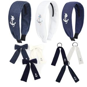 아플리케 세일러 러더 네이비 헤어핀 어린이 여아 드레 매칭 헤어 액세서리 헤어밴드