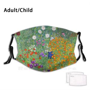 구스타프 클림트 플라워 가든 웃긴 프린트 재사용 가능 Pm2.123 필터 페이스 마스크 구스타프 클림트 플라워 가든 아르누보 빈티지 패턴