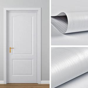 순수한 흰색 나뭇결 자기 접착제 벽지 옷장 방수 PVC 비닐 침실 캐비닛 가구 문 혁신 벽 스티커