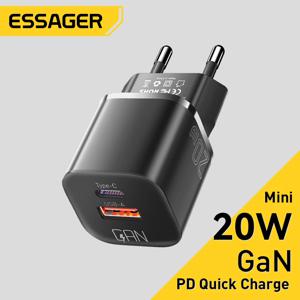 Essager 20W GaN PD USB C 충전기 iPhone 14 13 12 11 Pro Max 전화 QC 3.0 PD 3.0 Xiaomi pocoiPad 용 USB 유형 C 고속 충전