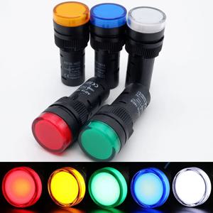 22mm 플라스틱 표시등 AD16-22DS 적색 황색 청색 백색 녹색 12V 220V 패널 설치 신호 전원 LED 표시등