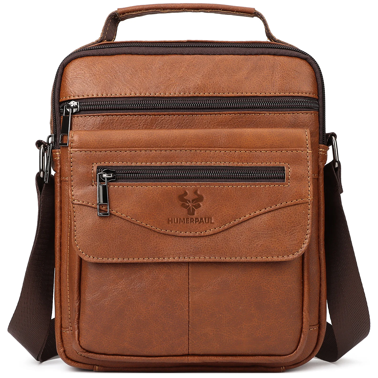 HUMERPAUL 남성용 정품 가죽 소형 메신저 백 용량 슬링 크로스 바디 숄더 백 비즈니스 남성용 핸드백