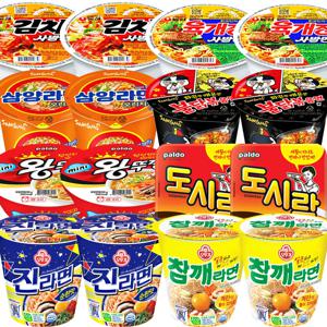 컵라면소컵 16개모음(김치+육개장 사발면+ 진라면순한맛+참깨라면+불닭볶음면+삼양라면+도시락+왕뚜껑미니)×2개 농심 오뚜기 팔도 삼양