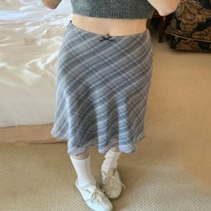 2026 여름 빈티지 미디 플래드 스트라이프 프린트 스커트 여성용 스윗 루즈 플리츠 레이디스 스커트 하이웨이스트 한국 스타일 여성 스커트