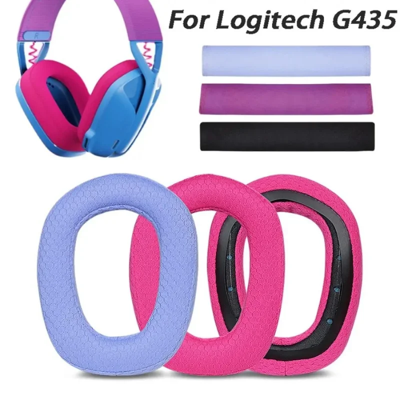 Logitech G435 헤드폰용 교체용 이어패드 메모리 폼 이어 쿠션 귀마개 헤드밴드 헤드폰 액세서리