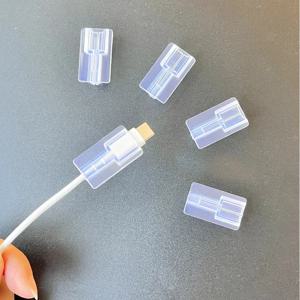 5개입 부드러운 실리콘 충전 케이블 와인더 고속 충전 케이블 보호 슬리브 애플 아이폰 데이터 케이블 클리어 케이스 클립