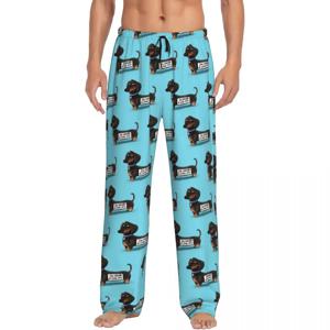 맞춤형 프린트 남성용 닥스훈트 강아지 파자마 바지, 재미있는 강아지, 소시지, 오소리, 강아지 잠옷, 수면 라운지 바닥, 주머니