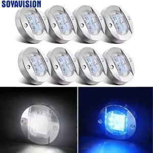 해양 보트 인테리어 조명, 12V LED 보트 데크 예복 조명, 3 인치 원형 스턴 트랜섬 앵커 네비게이션 라이트, 화이트 및 블루