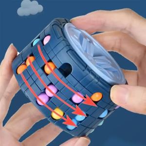 3D 실린더 큐브 장난감 마법의 콩 자이로 회전 슬라이드 퍼즐 게임 스트레스 해소 어린이 교육 몬테소리 유아 장난감 선물