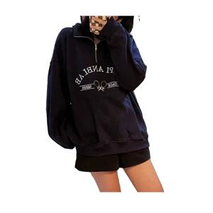 아메리칸 스타일 레트로 폴로 칼라 스웨트셔츠 재킷 여성용 신상 초가을 오버사이즈 스몰 사이즈 긴팔 탑