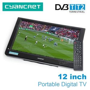 LEADSTAR D12 12 인치 HD 휴대용 TV DVB-T2 tdt DTT 디지털 및 아날로그 미니 소형 자동차 텔레비전 지원 USB SD 카드 MP4 AC3