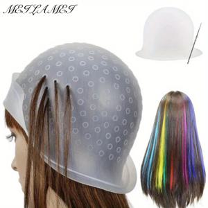 1개 실리콘 염색 캡 후크 니들 핑크 전문 염색 도구 하이라이트 염색 프로스팅 염색 모자 이발사용