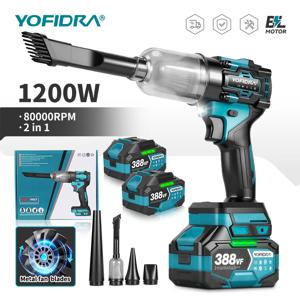 YOFIDRA 80000RPM 브러시리스 2-in-1 터보 블로워 제트 팬 및 진공 청소기 핸드헬드 먼지 제거 도구 마키타 18V 배터리용