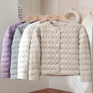 경량 숏 패딩 자켓 여성용 라운드넥 V넥 보온 이너웨어 아우터웨어 한국 스타일 슬림핏 메모리 원단