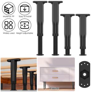 4PCS 침대 빔 지원 발 조절 가능 7.8-15 인치 가구 높이 브래킷 프레임 센터 슬레이트 지원 다리