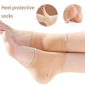 블랙/누드 힐 보호 메쉬 젤 실리콘 힐 양말 발 커버 모이스춰 라이징 안티 마모 방지 균열 하프 양말 힐 커버