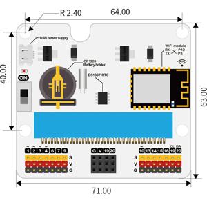 IOT:bit micro:bit ESP8266 WiFi/버저/RTC 모듈 지원 Makecode/Micropython/JavaScript용 인터넷 WIFI 확장 보드